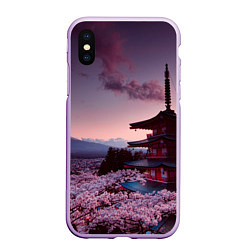 Чехол iPhone XS Max матовый Японский городок, цвет: 3D-сиреневый