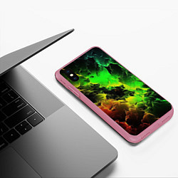 Чехол iPhone XS Max матовый Зеленое небо, цвет: 3D-малиновый — фото 2