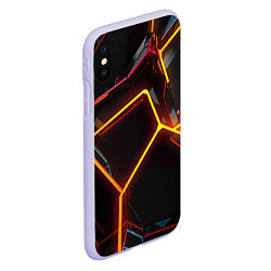 Чехол iPhone XS Max матовый Неон на черном фоне, цвет: 3D-светло-сиреневый — фото 2