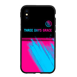 Чехол iPhone XS Max матовый Three Days Grace - neon gradient: символ сверху, цвет: 3D-черный