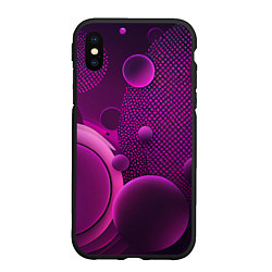 Чехол iPhone XS Max матовый Фиолетовые шары, цвет: 3D-черный