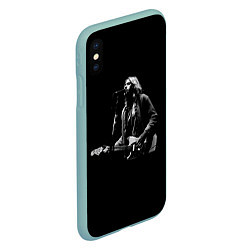 Чехол iPhone XS Max матовый Курт Кобейн с гитарой, цвет: 3D-мятный — фото 2