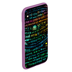 Чехол iPhone XS Max матовый Символы психоделика - нейронная сеть, цвет: 3D-фиолетовый — фото 2