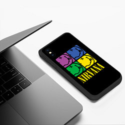 Чехол iPhone XS Max матовый NIRVANA - смайлы, цвет: 3D-черный — фото 2