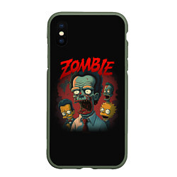 Чехол iPhone XS Max матовый Зомби в стиле Симпсонов, цвет: 3D-темно-зеленый