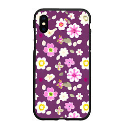 Чехол iPhone XS Max матовый Цветы сакуры, цвет: 3D-черный