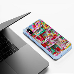 Чехол iPhone XS Max матовый Домики из сладостей, цвет: 3D-голубой — фото 2