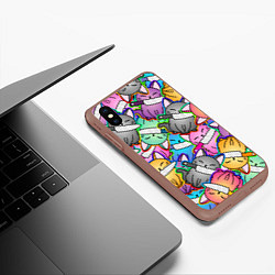 Чехол iPhone XS Max матовый Перенаселение котиков, цвет: 3D-коричневый — фото 2