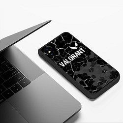 Чехол iPhone XS Max матовый Valorant glitch на темном фоне: символ сверху, цвет: 3D-черный — фото 2
