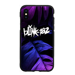 Чехол iPhone XS Max матовый Blink 182 neon monstera, цвет: 3D-черный
