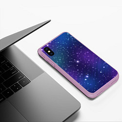 Чехол iPhone XS Max матовый Фиолетовая розовая звездная туманность в космосе, цвет: 3D-сиреневый — фото 2