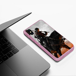 Чехол iPhone XS Max матовый Индржик на коне, цвет: 3D-розовый — фото 2