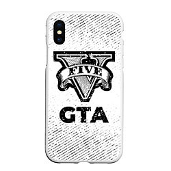 Чехол iPhone XS Max матовый GTA с потертостями на светлом фоне, цвет: 3D-белый