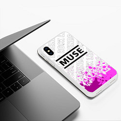 Чехол iPhone XS Max матовый Muse rock legends: символ сверху, цвет: 3D-белый — фото 2