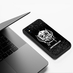 Чехол iPhone XS Max матовый Motorhead с потертостями на темном фоне, цвет: 3D-черный — фото 2
