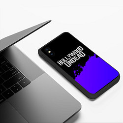 Чехол iPhone XS Max матовый Hollywood Undead purple grunge, цвет: 3D-черный — фото 2