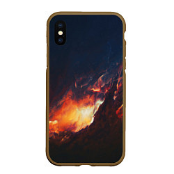 Чехол iPhone XS Max матовый Взрыв галактики, цвет: 3D-коричневый