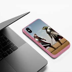 Чехол iPhone XS Max матовый Древний Рус против Ящера, цвет: 3D-малиновый — фото 2