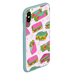 Чехол iPhone XS Max матовый Бутерброды, цвет: 3D-мятный — фото 2