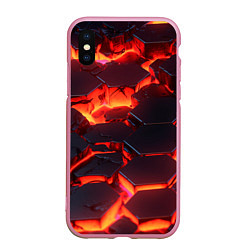 Чехол iPhone XS Max матовый Огненные наносоты, цвет: 3D-розовый