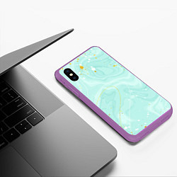 Чехол iPhone XS Max матовый Акварельный голубой фон, цвет: 3D-фиолетовый — фото 2