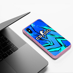 Чехол iPhone XS Max матовый Кс го - синие буйство красок, цвет: 3D-розовый — фото 2