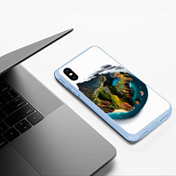 Чехол iPhone XS Max матовый Планета с одним островом, цвет: 3D-голубой — фото 2