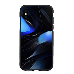 Чехол iPhone XS Max матовый Black blue elements, цвет: 3D-черный