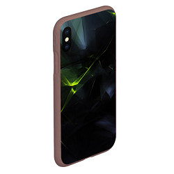 Чехол iPhone XS Max матовый Black green elements, цвет: 3D-коричневый — фото 2