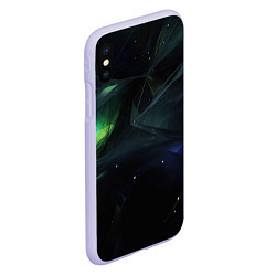 Чехол iPhone XS Max матовый Dark green black elements, цвет: 3D-светло-сиреневый — фото 2