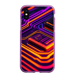 Чехол iPhone XS Max матовый Микрочип, цвет: 3D-фиолетовый