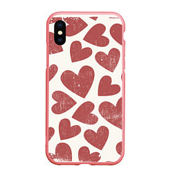Чехол iPhone XS Max матовый Hearts, цвет: 3D-баблгам