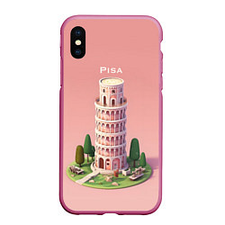 Чехол iPhone XS Max матовый Pisa Isometric, цвет: 3D-малиновый