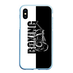 Чехол iPhone XS Max матовый Boxing чёрно-белое, цвет: 3D-голубой