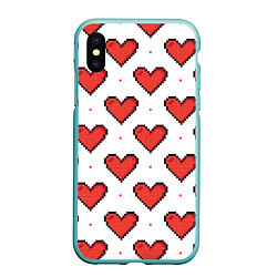 Чехол iPhone XS Max матовый Pixel heart, цвет: 3D-мятный