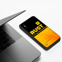 Чехол iPhone XS Max матовый Rust - gold gradient: символ сверху, цвет: 3D-черный — фото 2