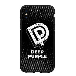Чехол iPhone XS Max матовый Deep Purple с потертостями на темном фоне, цвет: 3D-черный