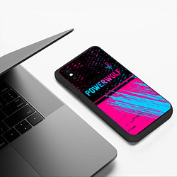 Чехол iPhone XS Max матовый Powerwolf - neon gradient: символ сверху, цвет: 3D-черный — фото 2