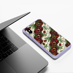 Чехол iPhone XS Max матовый Романтика - сердечки и розы, цвет: 3D-светло-сиреневый — фото 2