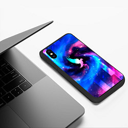 Чехол iPhone XS Max матовый Hollywood Undead неоновый космос, цвет: 3D-черный — фото 2