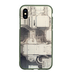 Чехол iPhone XS Max матовый Футуристическая архитектура будущего, цвет: 3D-темно-зеленый
