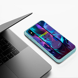 Чехол iPhone XS Max матовый Дэвид Мартинес Cyberpunk Edgerunners, цвет: 3D-мятный — фото 2