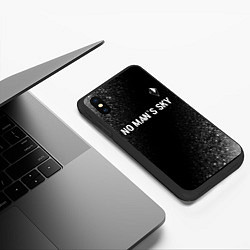 Чехол iPhone XS Max матовый No Mans Sky glitch на темном фоне: символ сверху, цвет: 3D-черный — фото 2