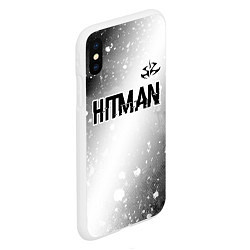 Чехол iPhone XS Max матовый Hitman glitch на светлом фоне: символ сверху, цвет: 3D-белый — фото 2