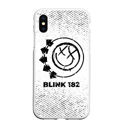 Чехол iPhone XS Max матовый Blink 182 с потертостями на светлом фоне, цвет: 3D-белый