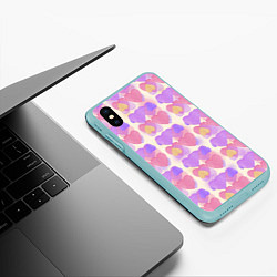 Чехол iPhone XS Max матовый Нежные сердечки, цвет: 3D-мятный — фото 2