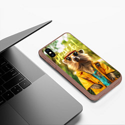 Чехол iPhone XS Max матовый Peace - хиппи квокка короткохвостый кенгуру, цвет: 3D-коричневый — фото 2