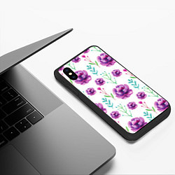 Чехол iPhone XS Max матовый Пиончики, цвет: 3D-черный — фото 2