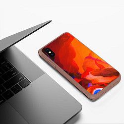 Чехол iPhone XS Max матовый Красно-оранжевый камень, цвет: 3D-коричневый — фото 2