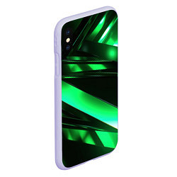 Чехол iPhone XS Max матовый Зеленая неоновая абстракция, цвет: 3D-светло-сиреневый — фото 2